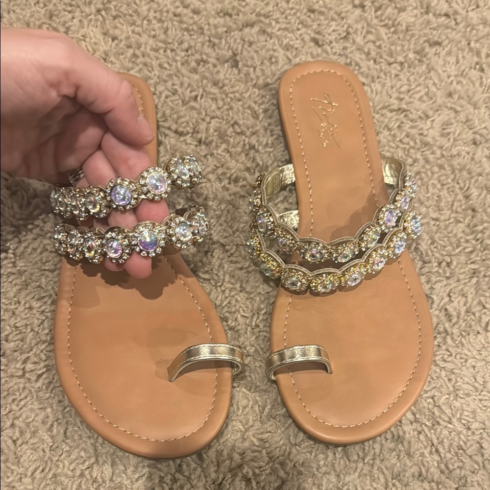 Elegant Gold and Tan Women's Sandals
